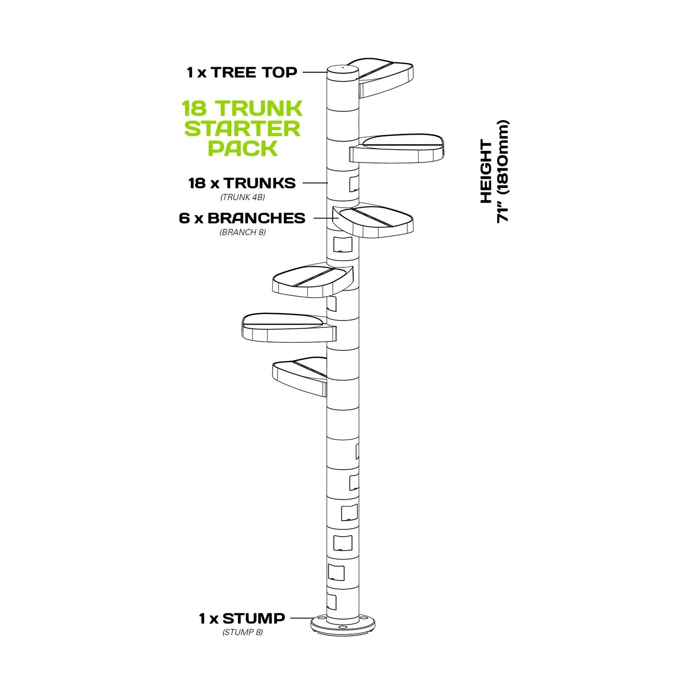 Monkee Tree - The Scalable Cat Climbing Ladder 18 Trunk Starter Pack